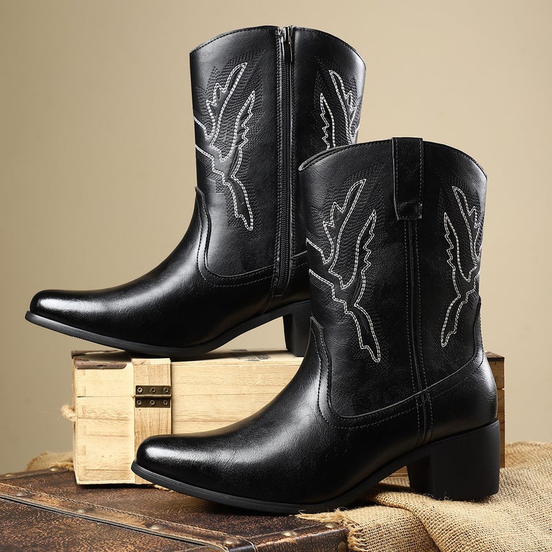 New Western Cowboy Boots Fashion Men'S Shoes Retro Casual Zipper Martin Boots High-Top Boots - Image 3