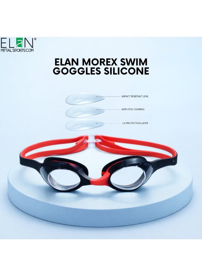 ELAN Morex Children’s Swimming Goggles, Black, Vacuum Fit No-Leak Technology, Soft 100% Silicone Seal & Wide View Anti-Fog Lens, UV Protected Youth Eyewear for Swim Lessons, Racing & Training - Image 2