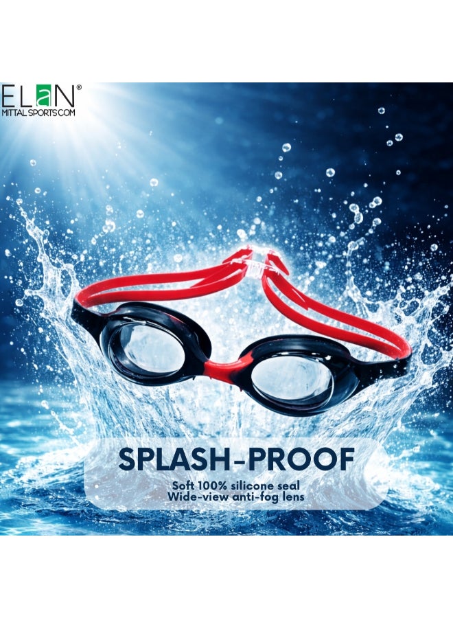 ELAN Morex Children’s Swimming Goggles, Black, Vacuum Fit No-Leak Technology, Soft 100% Silicone Seal & Wide View Anti-Fog Lens, UV Protected Youth Eyewear for Swim Lessons, Racing & Training - Image 4