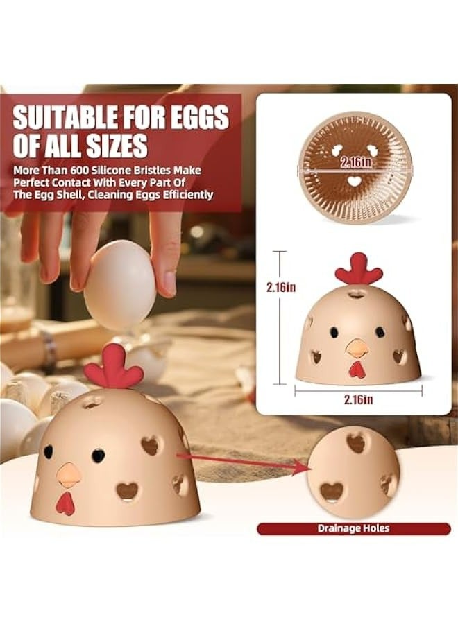 Silicone Egg Brush Cleaner - Reusable Egg Washer and Scrubber Set - Perfect Gift for Chicken Owners  - Image 2