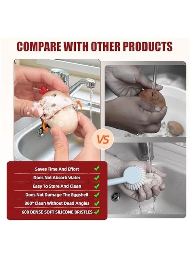 Silicone Egg Brush Cleaner - Reusable Egg Washer and Scrubber Set - Perfect Gift for Chicken Owners  - Image 3