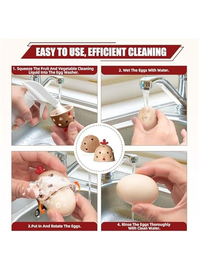 Silicone Egg Brush Cleaner - Reusable Egg Washer and Scrubber Set - Perfect Gift for Chicken Owners  - Image 4