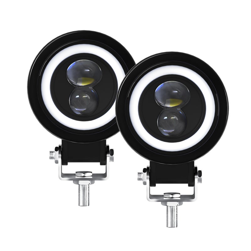 Motorcycle LED Driving Lights, 60W 6000K Super Bright Spotlights Waterproof Fog Lights for Cars Tractors Trucks ATVs SUVs Boats (White Light, 2 Pack) - Image 1