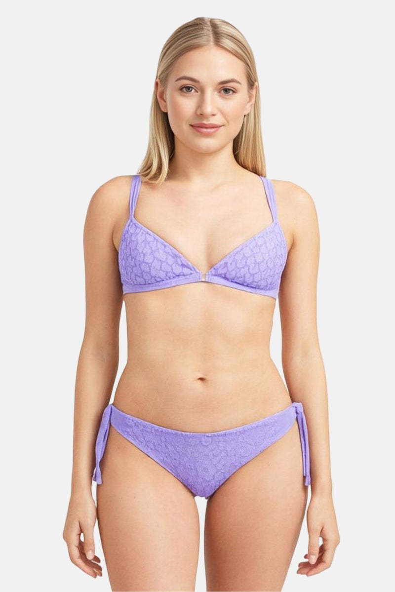 Lefties Women Textured Bikini Bottom, Purple - Image 1