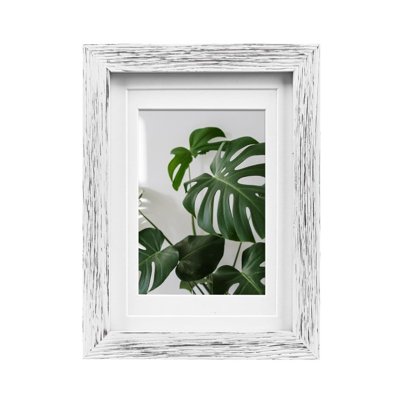 Egofine Egofine 5x7 Picture Frames Made of Solid Wood with Plexiglass  Display Pictures 3.5x5/4x6 with Mat or 5x7 Without Mat for Tabletop and Wall Mounting  Driftwood White  - Image 1