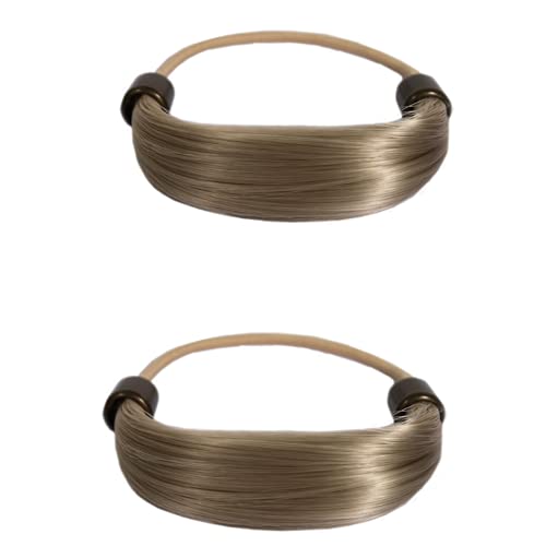 Mia Beauty Tonytail Ponytail Wrap Hair Accessory made of Synthetic Hair on Elastic Rubber Band for Hair Wrapped Look Women Teens Girls Dancers Blonde 2 pcs - Image 2