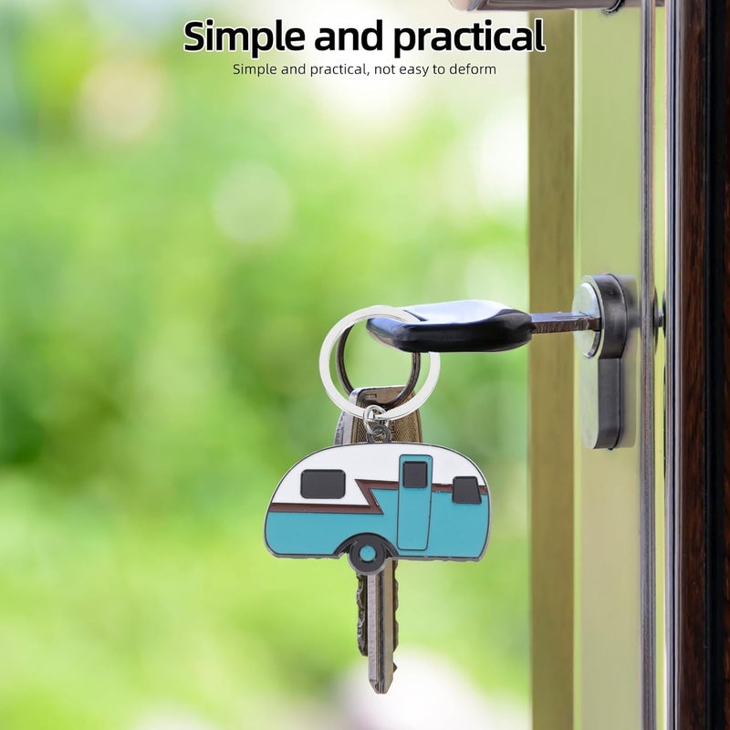 OSALADI 2pcs Zinc Alloy Camping Van Keychain Lightweight Hanging Pendant for Car Keys and Bag Decoration Cute Camper Model Key Rings Gift for Travel and Outdoor Enthusiasts - Image 3