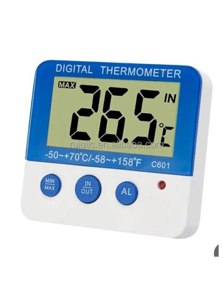 Hilco Digital Fridge Thermometer with Magnet Digital Fridge Thermometer with LED Alarm Indicator Max/Min Refrigerator Thermometer for Home Kitchen, Restaurants, Bars, Cafes - Image 1