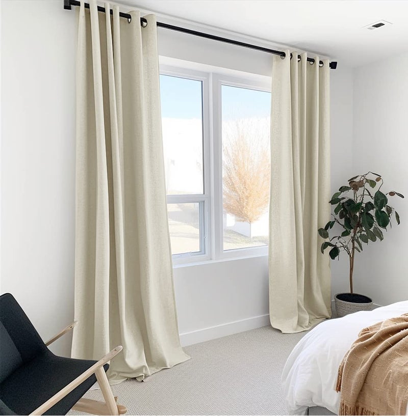 100% Blackout Shield Curtains  Linen Blackout Drapes 50''W x 72''L  2 Panels  Natural Flax  Grommet  Thermal Insulated  Full Light Blackout Curtains for Bedroom - Image 2