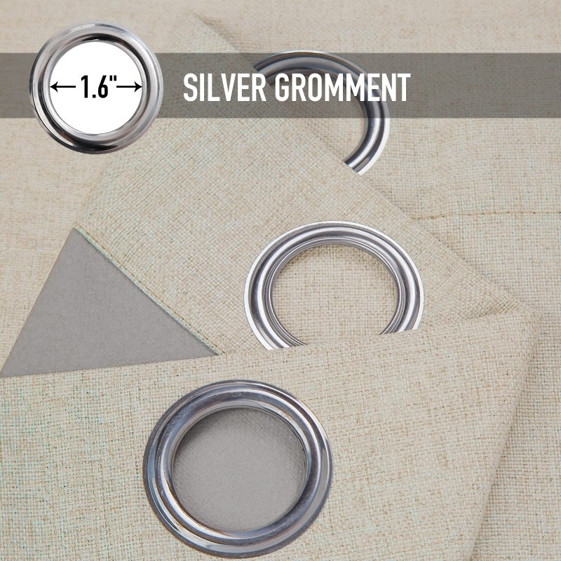 100% Blackout Shield Curtains  Linen Blackout Drapes 50''W x 72''L  2 Panels  Natural Flax  Grommet  Thermal Insulated  Full Light Blackout Curtains for Bedroom - Image 5