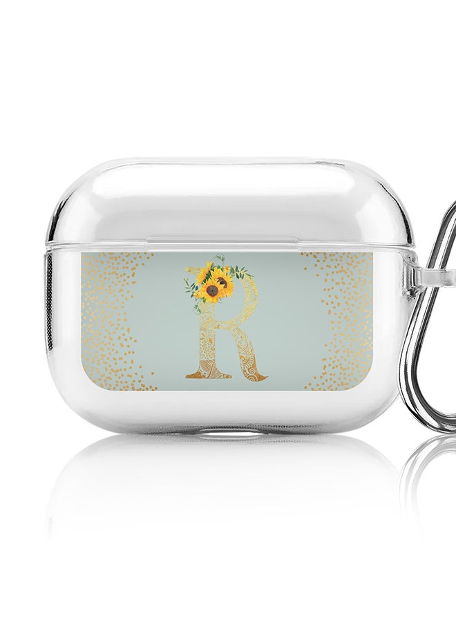Stylizedd - Classic Clear printed Case for Apple AirPods Pro 2nd Generation Thin Transparent Cover - Custom Monogram Initial Letter Mandala Floral Pattern Alphabet - R ( Light Green ) - Image 1