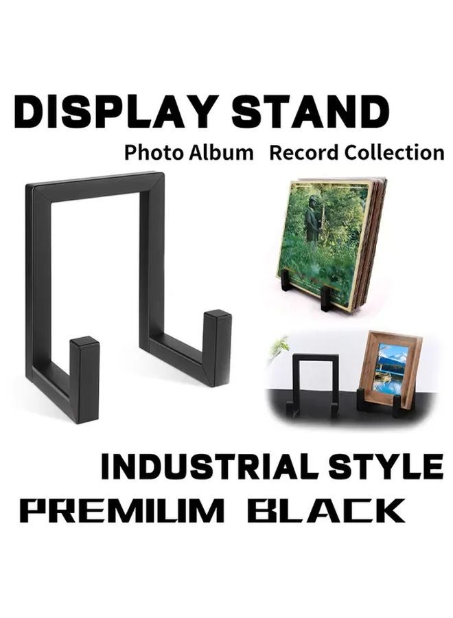 Black Heavy Duty Metal Record Display Stand Set With 5 Accessories For Albums Books - Image 2