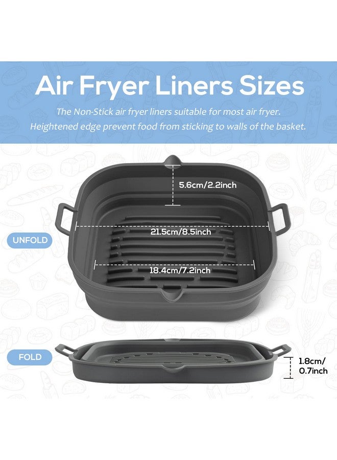 Loveuing Silicone Air Fryer Liners Square - Reusable Airfryer Collapsible Basket - Easy to Clean Air Fryers Pot for 5.8 to 8 Qt Baking Tray Oven Accessories, 8.5 Inch Large - Image 3