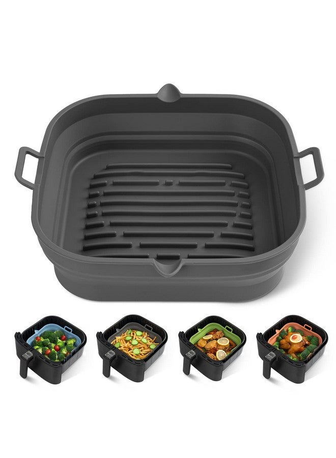 Loveuing Silicone Air Fryer Liners Square - Reusable Airfryer Collapsible Basket - Easy to Clean Air Fryers Pot for 5.8 to 8 Qt Baking Tray Oven Accessories, 8.5 Inch Large - Image 1