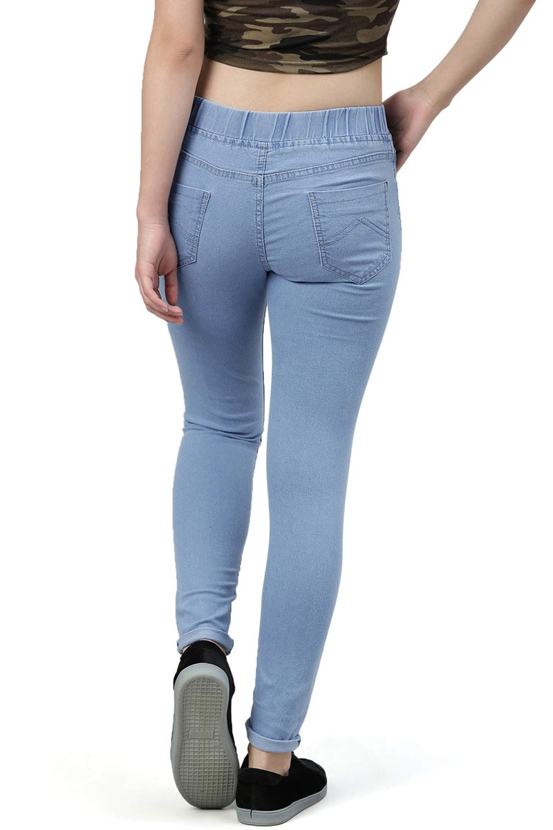 ADBUCKS Women's Denim Slim Fit Mid Rise Stretch Jeggings (Icyblue, 40) - Image 4