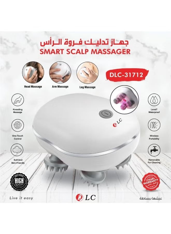 ال سي جهاز تدليك ذكي لفروة الرأس | سبا منزلي يومي بلمسة زر | جهاز تدليك عميق للرأس والشعر وفروة الرأس مع أوضاع متعددة وعقد سيليكون ناعمة - Image 1