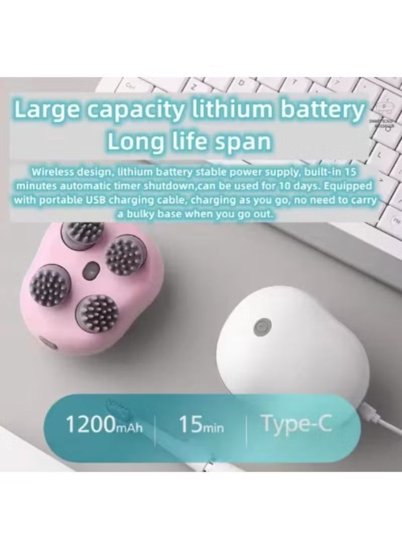 ال سي جهاز تدليك ذكي لفروة الرأس | سبا منزلي يومي بلمسة زر | جهاز تدليك عميق للرأس والشعر وفروة الرأس مع أوضاع متعددة وعقد سيليكون ناعمة - Image 3