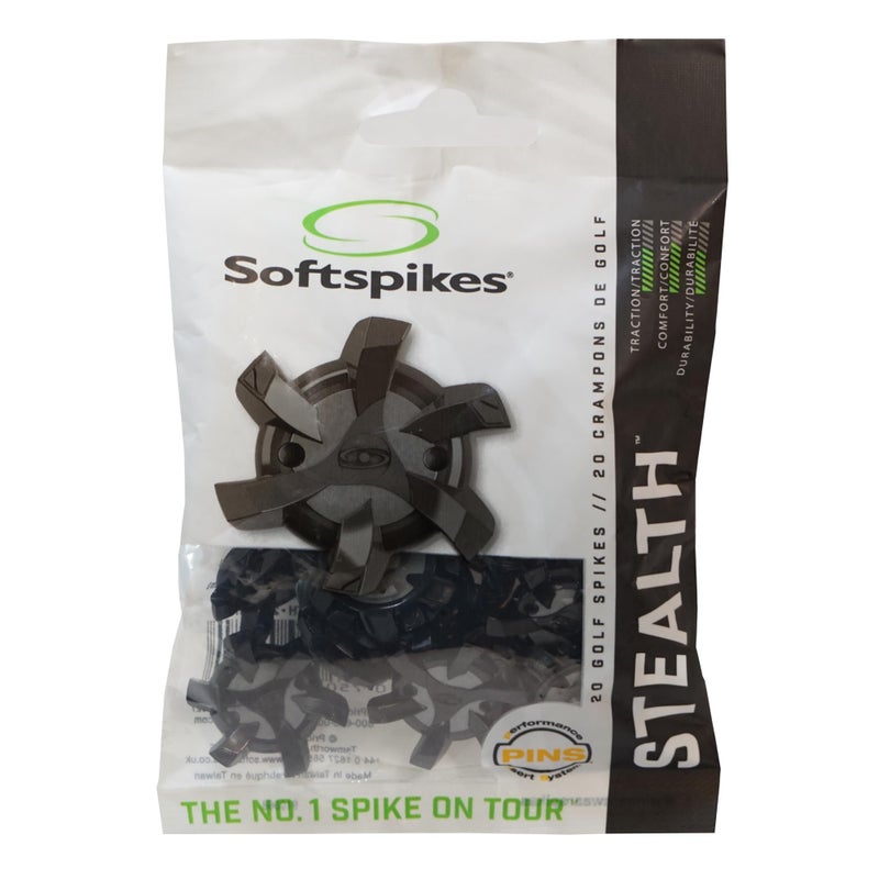 SOFTSPIKES Unisex Adult Black Stealth Golf Cleats, Black/Silver, Clamshell US - Image 1