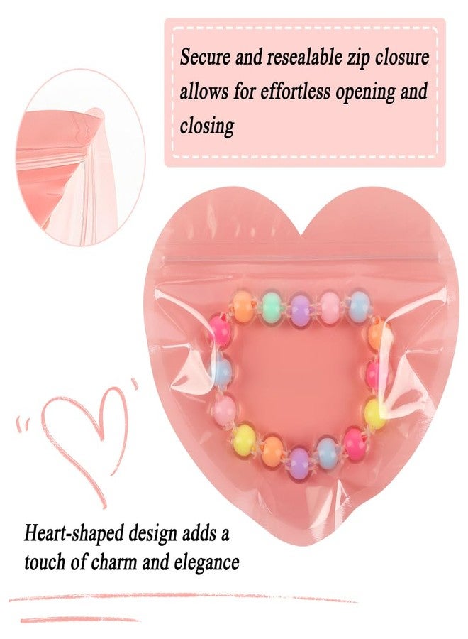 HRX Package 100pcs Small Bags for Small Business, 3.5x5 inch Heart-Shaped Jewelry Bags Clear Mylar Zip Top Lock Baggies Cute Packaging Supplies for Bracelets Sample - Image 3