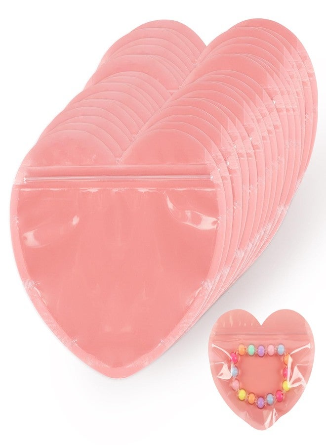 HRX Package 100pcs Small Bags for Small Business, 3.5x5 inch Heart-Shaped Jewelry Bags Clear Mylar Zip Top Lock Baggies Cute Packaging Supplies for Bracelets Sample - Image 1
