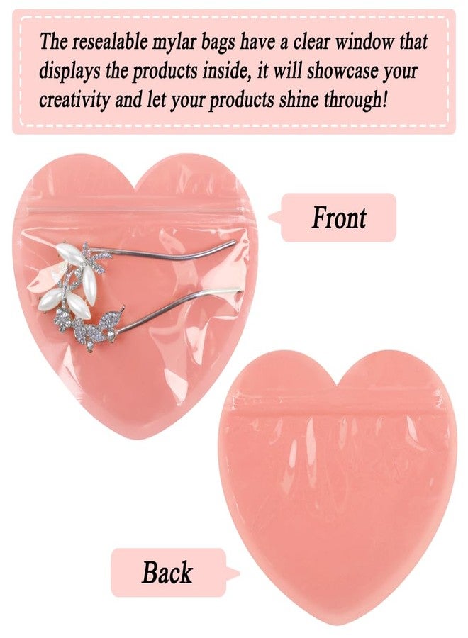 HRX Package 100pcs Small Bags for Small Business, 3.5x5 inch Heart-Shaped Jewelry Bags Clear Mylar Zip Top Lock Baggies Cute Packaging Supplies for Bracelets Sample - Image 4