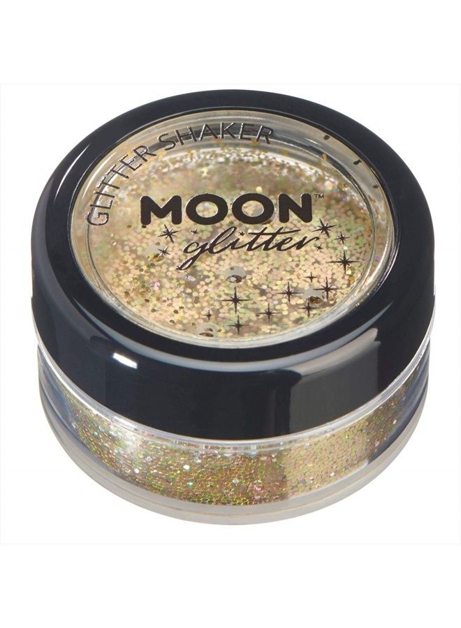 Moon Glitter هولوجرافيك جليتر شاكرز 100% جليتر تجميلي للوجه والجسم والأظافر والشعر والشفتين - 0.17 أونصة - ذهبي - Image 1