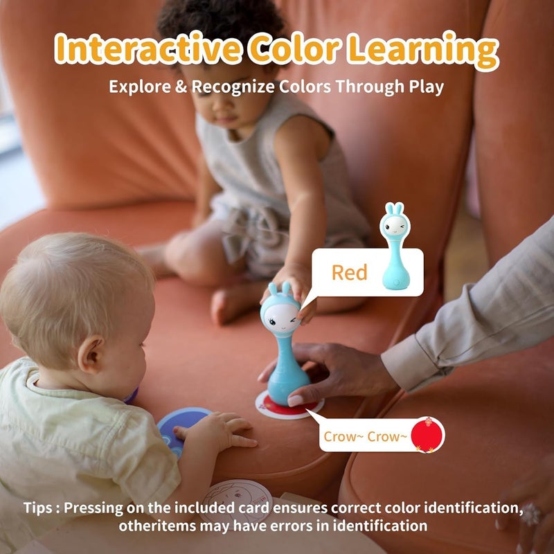 alilo Smarty Baby Toys 0-12 Months Baby Rattle for Music Bedtime Stories Sleep Soother Rechargeable Light Up Toys Soft Ears Baby Teething Toys for 0-2 Years Newborn Infants Gifts for Girls Boys, Blue - Image 4
