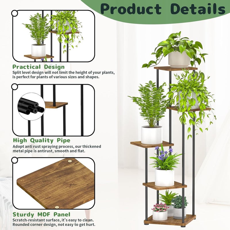 Digtokore Plant Stand Indoor, 5-Tier Tall Plant Stands Plant Shelf Indoor Outdoor Clearance, Corner Display Rack Flower Pot Holder, Metal Flower Shelves for Multiple Plants - Image 2