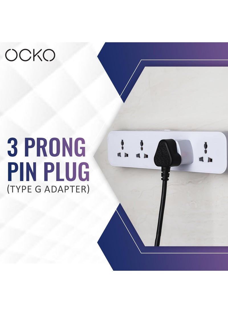 OCKO Ocko 3 Prong Pin Plug Type G Adapter UK to Universal Computer Conversion Outlet Plug Adapter Travel Companion for International Devices AustraliaNew ZealandChina UK Pack of 5 White  - Image 2