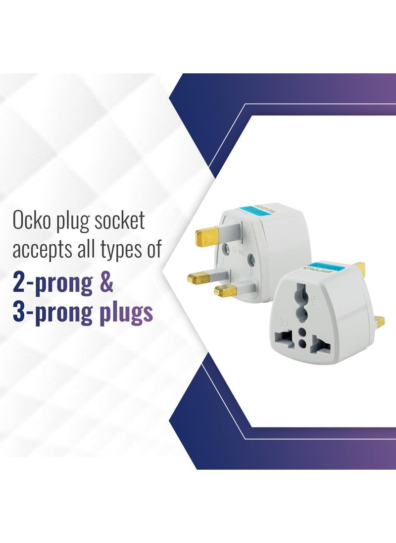 OCKO Ocko 3 Prong Pin Plug Type G Adapter UK to Universal Computer Conversion Outlet Plug Adapter Travel Companion for International Devices AustraliaNew ZealandChina UK Pack of 5 White  - Image 4