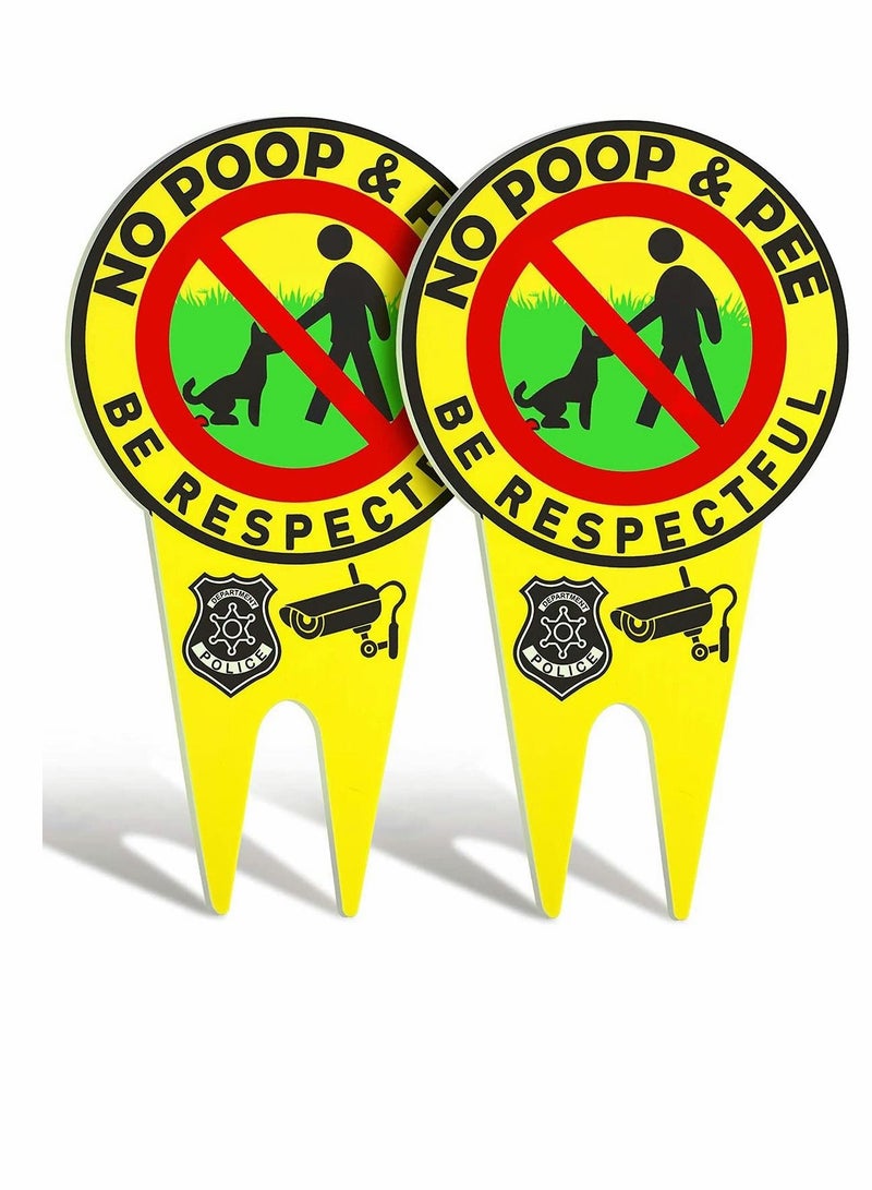 KASTWAVE 2 Pieces No Poop Dog Signs No Poop and Pee Sign Luminous Be Respectful Sign Yard Dog Sign with Stake Glow in the Dark Dog Signs - Image 1