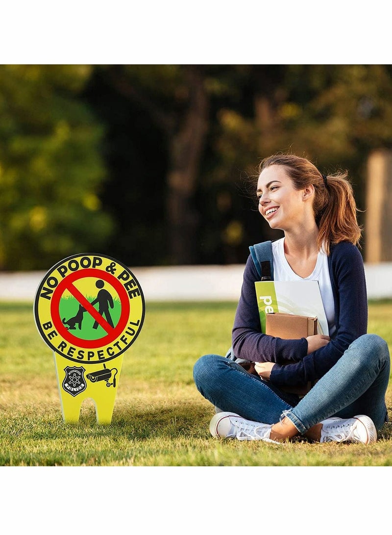 KASTWAVE 2 Pieces No Poop Dog Signs No Poop and Pee Sign Luminous Be Respectful Sign Yard Dog Sign with Stake Glow in the Dark Dog Signs - Image 3