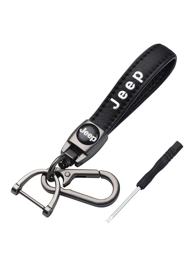 HY Bikte Genuine Leather Key Chain Suit with screwdriver for Jeep Car Fob Keychain Wrangler Compass Cherokee Renegade Patriot Grand Commander  - Image 1