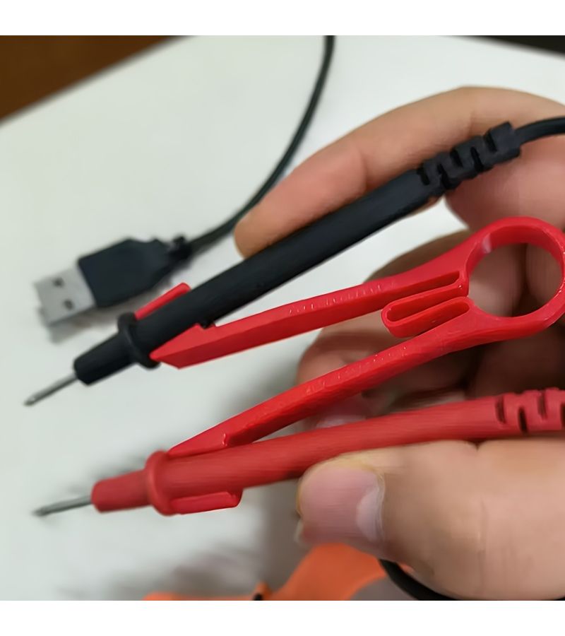2 Pcs Red Multimeter Clip Holder Stable Fixing Instrument Pointer For Adjusting Equipment Recording Data Universally Compatible With Common Tip Probes Circuit Repair Component Test Leads - Image 3