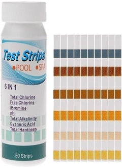 Pool and Spa Test Strips - Hot Tub Test Strips - TESPERT 6-in-1 150 Strips Pool Test Kit, Accurate Test Total Alkalinity, pH, Free Chlorine, Total Hardness, Cyanuric Acid, and Total Chlorine