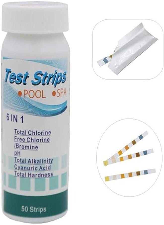 Generic - Pool and Spa Test Strips - Hot Tub Test Strips - TESPERT 6-in-1 150 Strips Pool Test Kit, Accurate Test Total Alkalinity, pH, Free Chlorine, Total Hardness, Cyanuric Acid, and Total Chlorine - Image 1