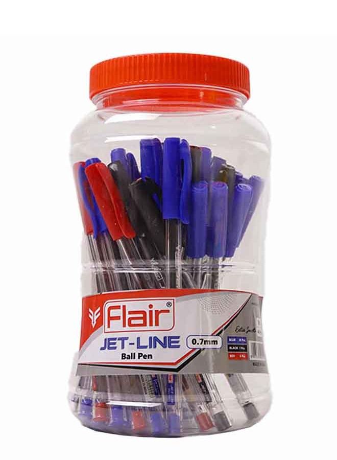 Flair Jet-Line 40pc Ball Pen Jar - Multicolour Fine Point Ball Pen 0.7mm Tip - Image 1