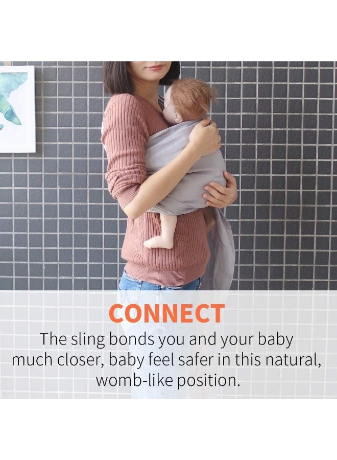 Vlokup Baby Ring Sling Baby Wrap Carrier - Extra Soft Linen Baby Sling for Newborn, Infant, Toddlers, and Kids - Lightweight Breathable - Best Shower Gift for Boys or Girls, Grey - Image 4