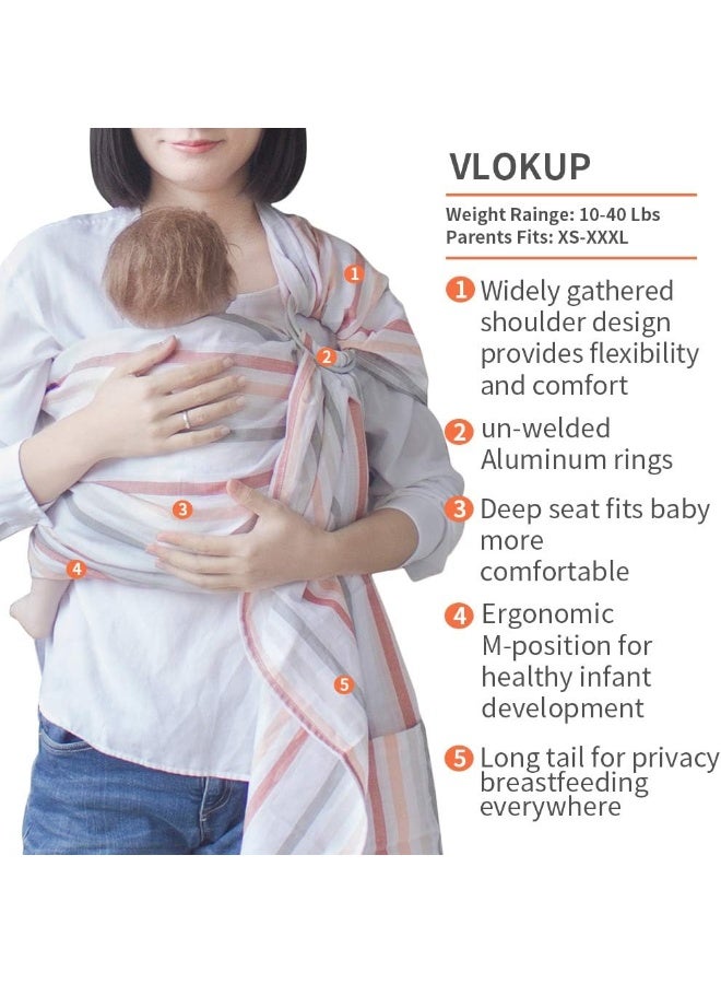 Vlokup Baby Ring Sling Baby Wrap Carrier - Extra Soft Linen Baby Sling for Newborn, Infant, Toddlers, and Kids - Lightweight Breathable - Best Shower Gift for Boys or Girls, Grey - Image 2