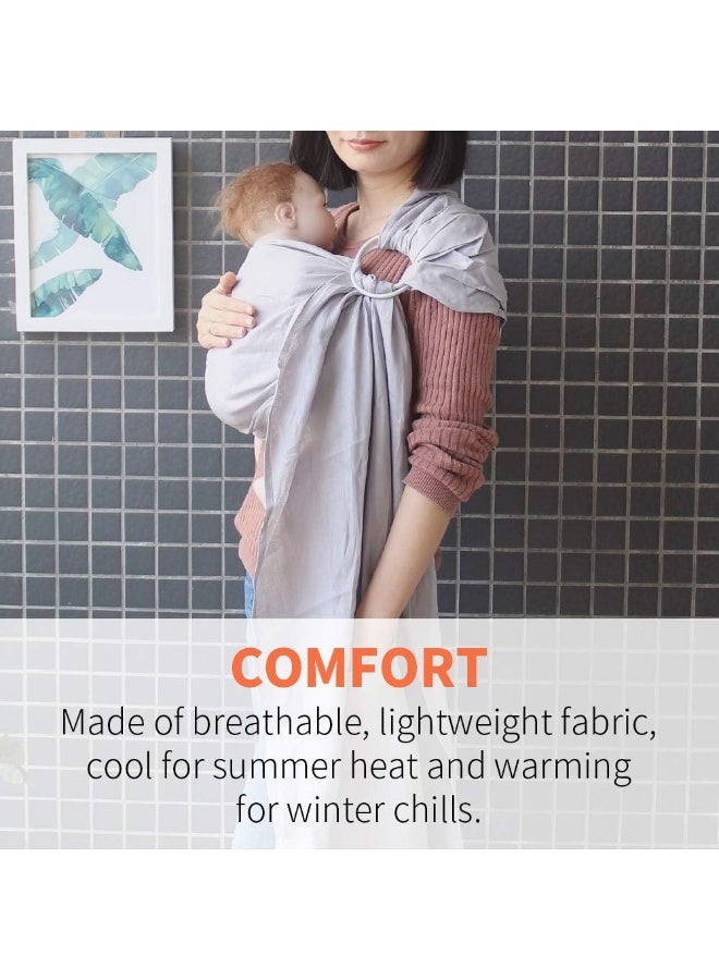 Vlokup Baby Ring Sling Baby Wrap Carrier - Extra Soft Linen Baby Sling for Newborn, Infant, Toddlers, and Kids - Lightweight Breathable - Best Shower Gift for Boys or Girls, Grey - Image 3