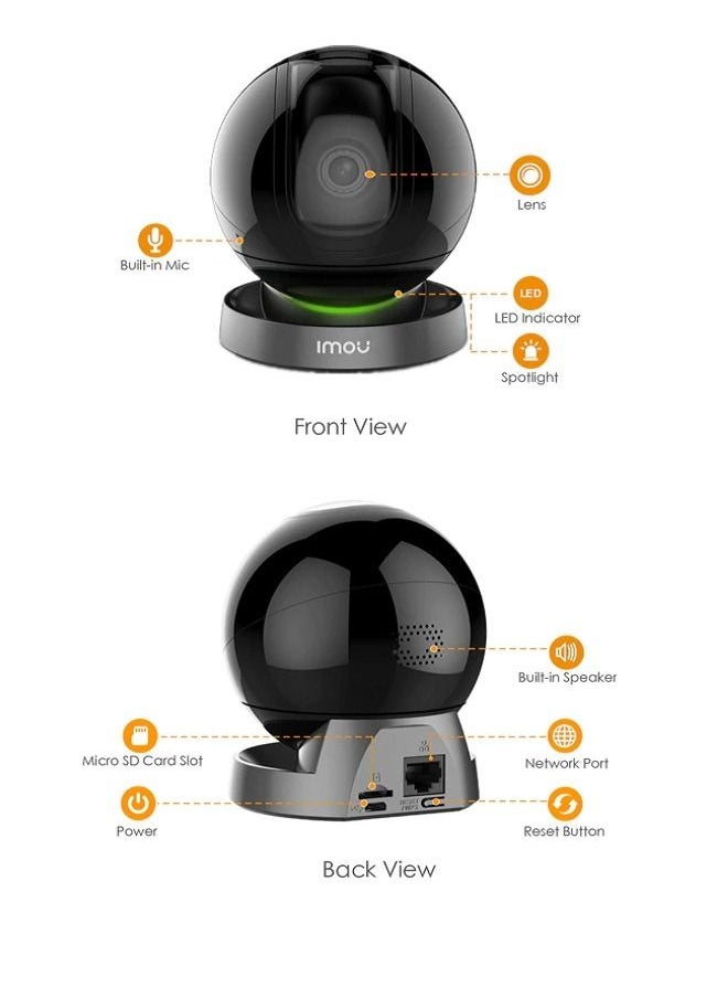 REX 4MP FHD Indoor WIFI Security Camera/ Human Detection/ Active Deterrence/ Night Vision/ Smart Tracking/ Privacy Mask/ 2-Way Audio/ Auto-tour/ Alarm Notifications