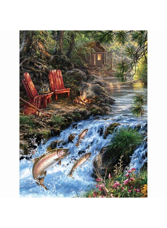Springbok 's 500 Piece Jigsaw Puzzle The Fishing Hole - Made in USA - Image 1