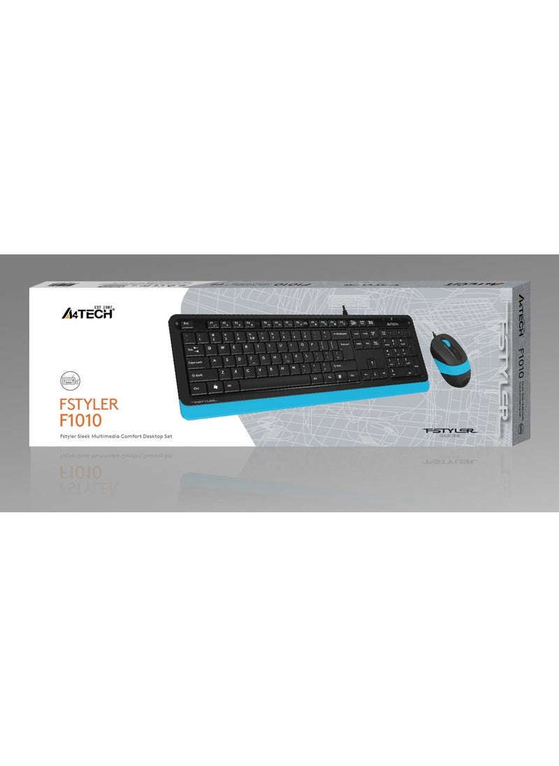 A4TECH A4 Tech F1010 Q USB Blue Fn-Mm Klv+Optical Mouse Set  - Image 1