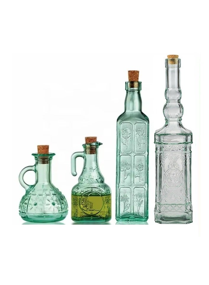 Kitchen oil bottle set 4 pieces  2 large bottles of oil and vinegar  2 small pieces of oil - Image 1