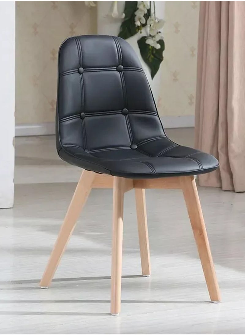 Taimi - Set of 2 Modern Armless Solid Wooden Padded Seat Dining Chair, Office Chair, Desk Chairwith Back Rest Designer Chairs for Kitchen Home Office Lounge Living Room Cushioned Black - Image 1