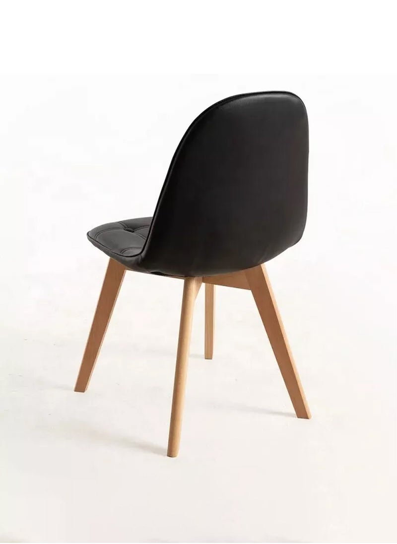 Taimi - Set of 2 Modern Armless Solid Wooden Padded Seat Dining Chair, Office Chair, Desk Chairwith Back Rest Designer Chairs for Kitchen Home Office Lounge Living Room Cushioned Black - Image 1