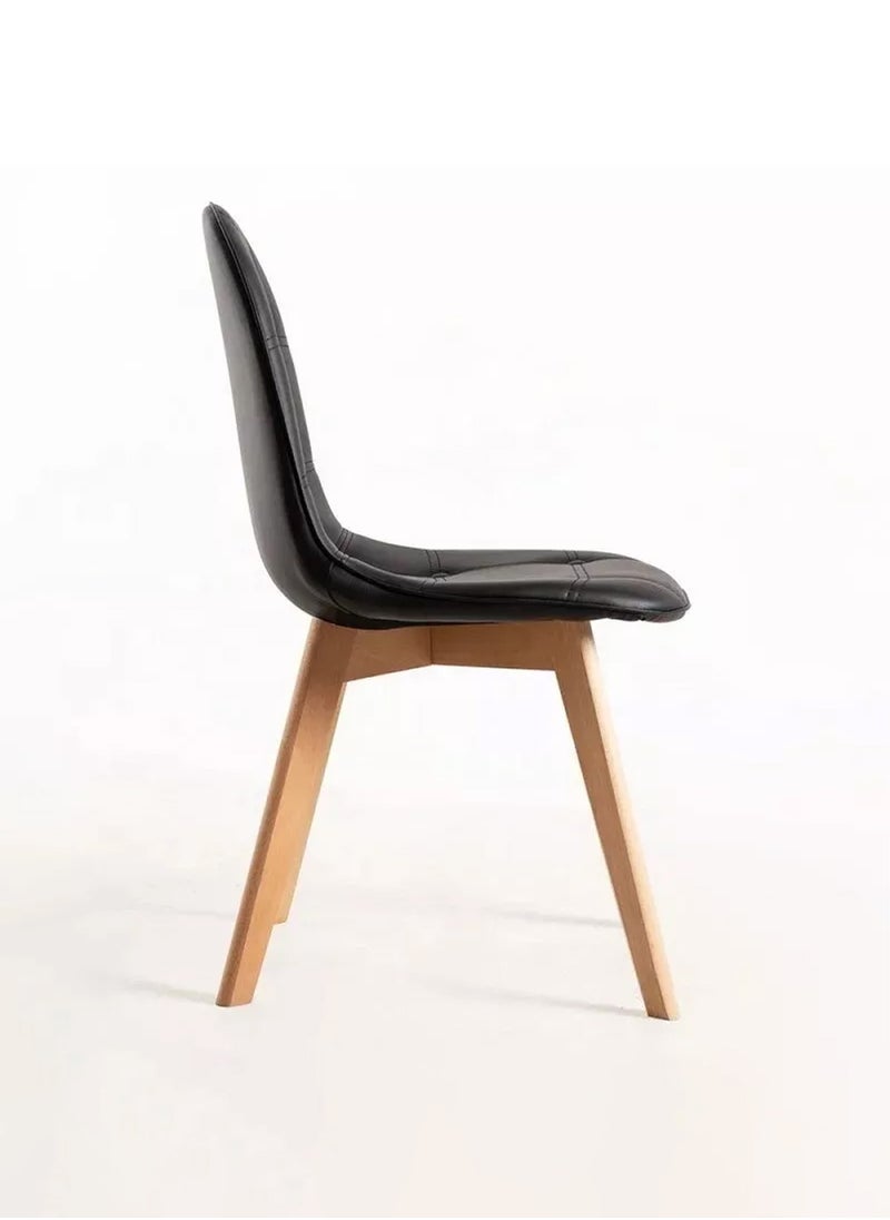 Taimi - Set of 2 Modern Armless Solid Wooden Padded Seat Dining Chair, Office Chair, Desk Chairwith Back Rest Designer Chairs for Kitchen Home Office Lounge Living Room Cushioned Black - Image 1