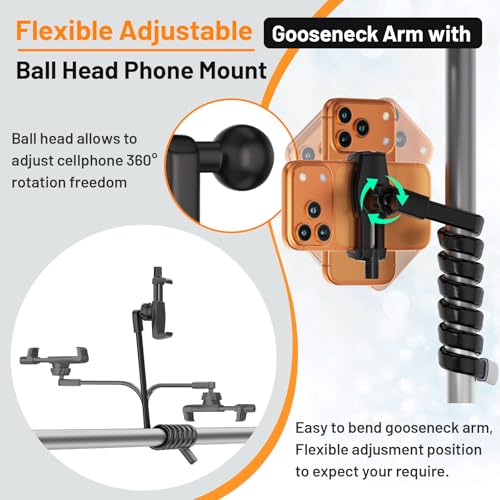 ZMHH Flexible Phone Holder for Treadmill |Stroller |Wheel |Chair Pole |Stick |Rod |Tube |Shelf | Railing |Cart,35.4" / 90 cm Gooseneck Arm Mount,Compatible with 3.5~7.5" iPhone/LG/Galaxy Smartphone - Image 5