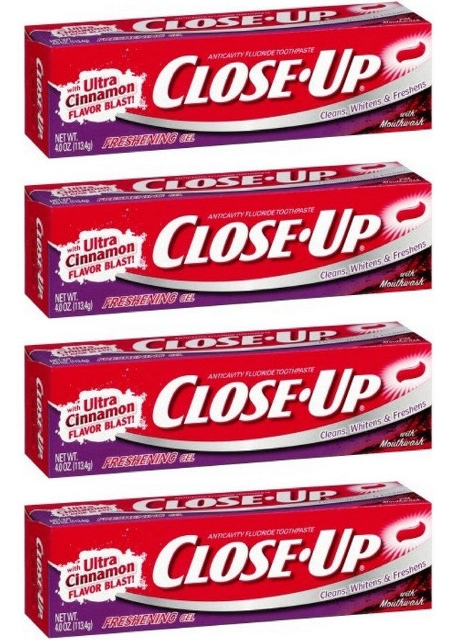 Close Up Close-Up Fluoride Toothpaste, Freshening Red Gel 4 oz (Pack of 4)