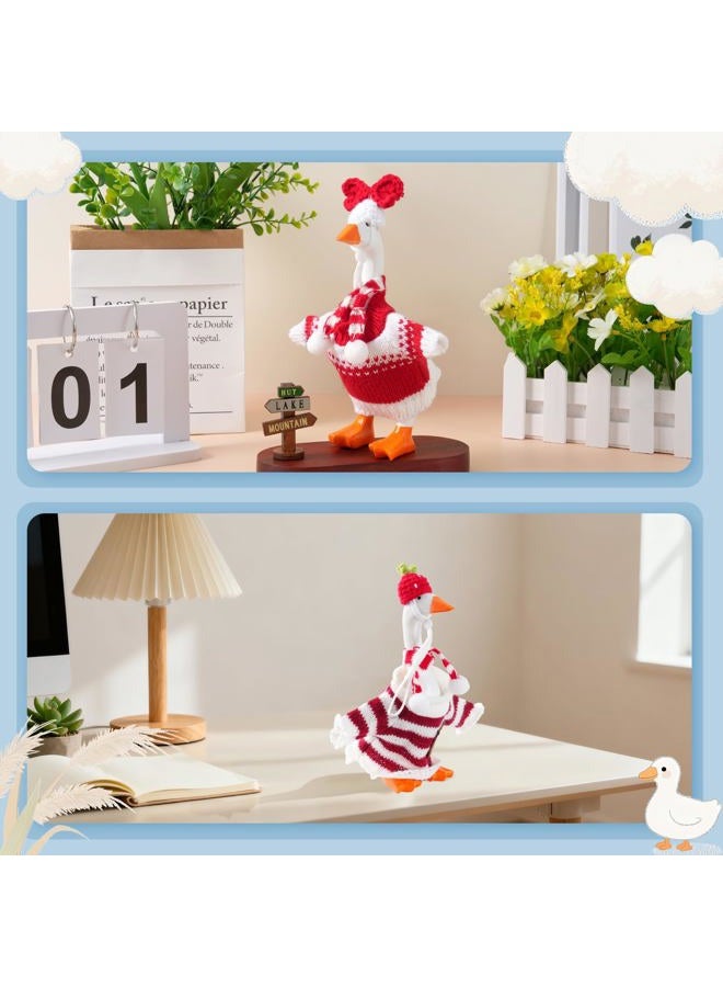 linastu 4 Set 7inch Desk Goose Outfits, Mini Desktop Goose clothes Desk Goose Accessories Set for Magnetic Goose Statue (Hat+ Cloth) Red - Image 5